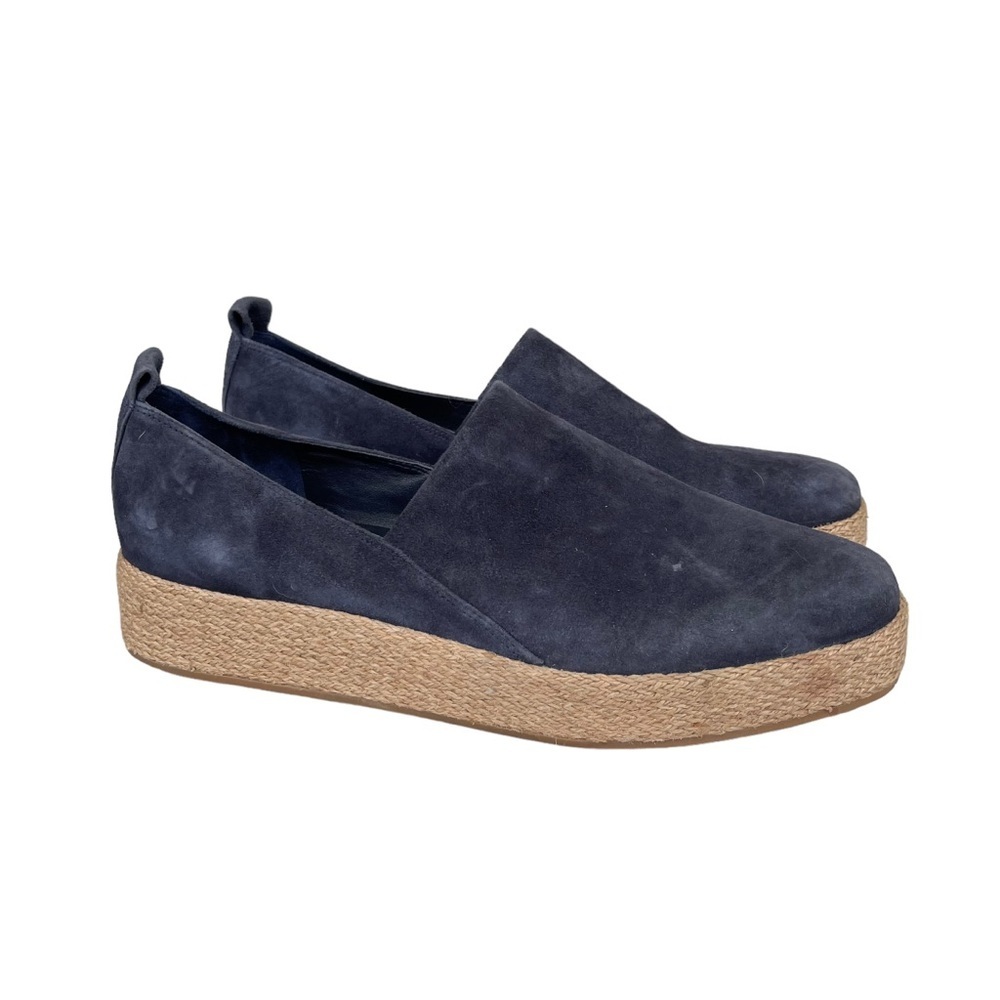 Vince Saxon Navy Suede Slip On Espadrilles Platform Flats Sz 10